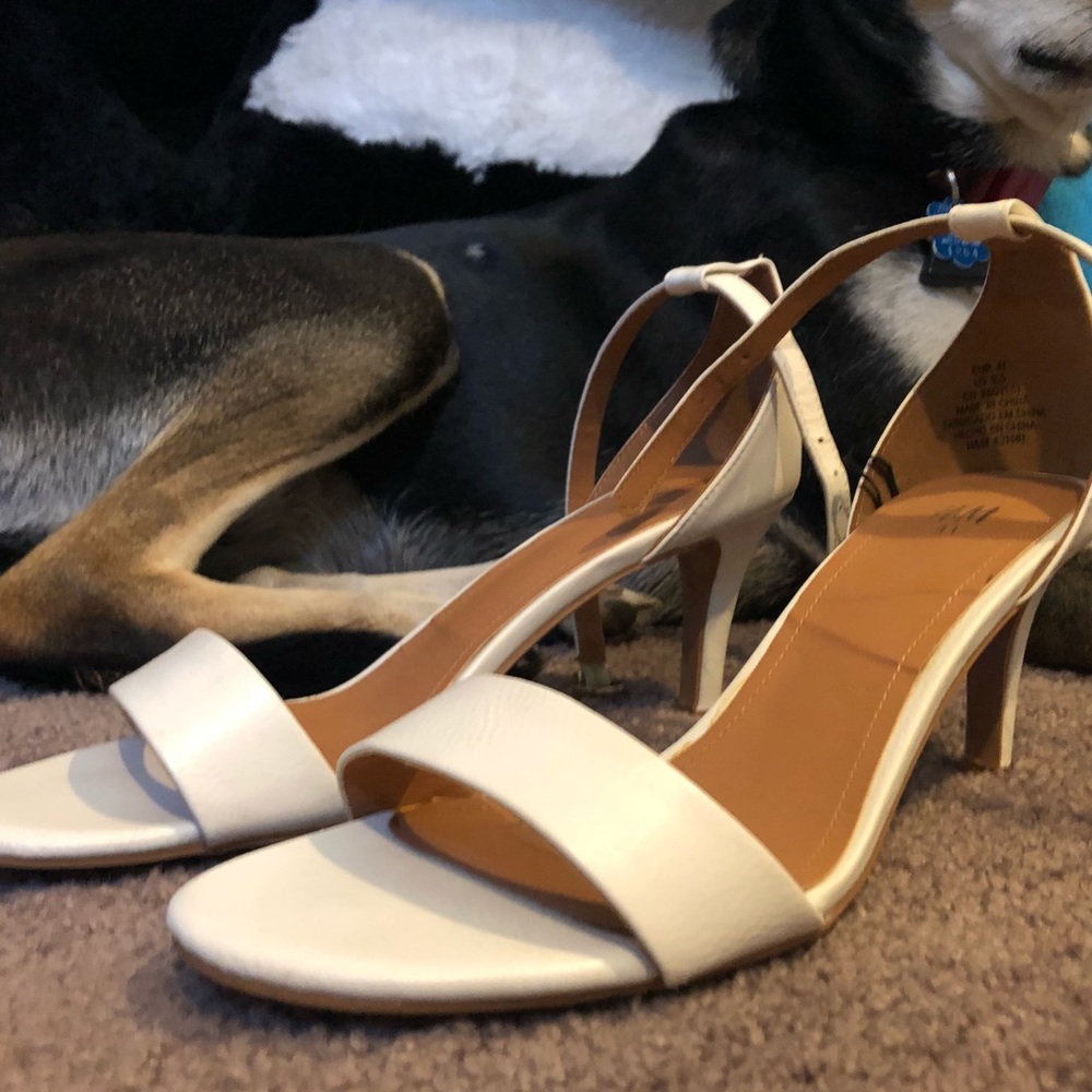 White strappy heels